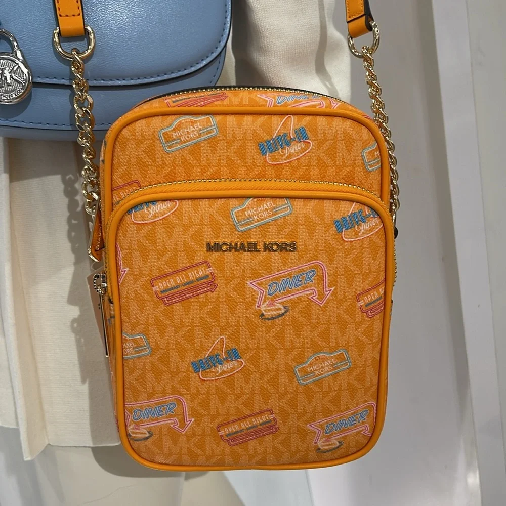 MICHAEL KORS Jet Set Md Printed Signature Logo Crossbody NS CHAIN XBODY Flight - Picture 14 of 16